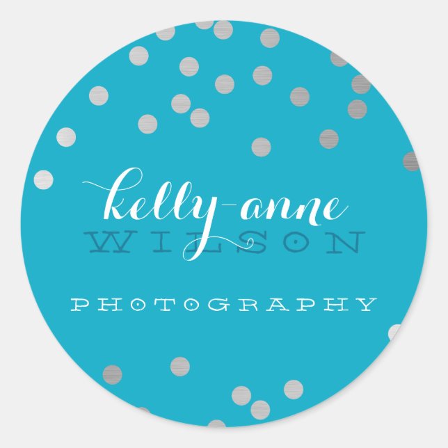 Sticker Rond CONFETTI GLAMOROUS mignon feuille argent gras tach (Devant)