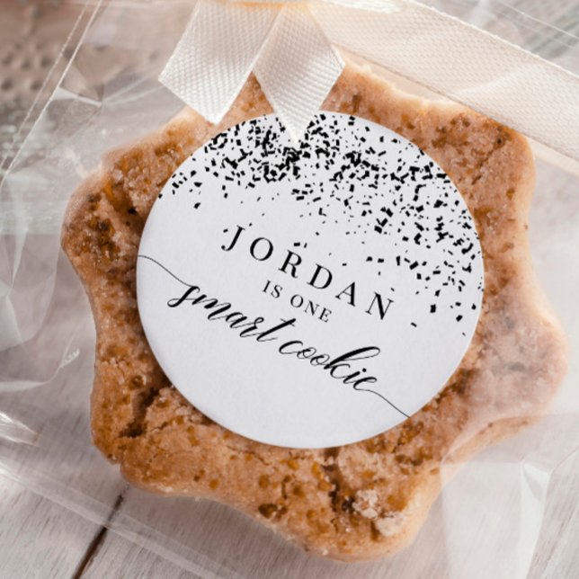 Sticker Rond Confetti One Smart Cookie Graduation Party Favoris (Créateur téléchargé)