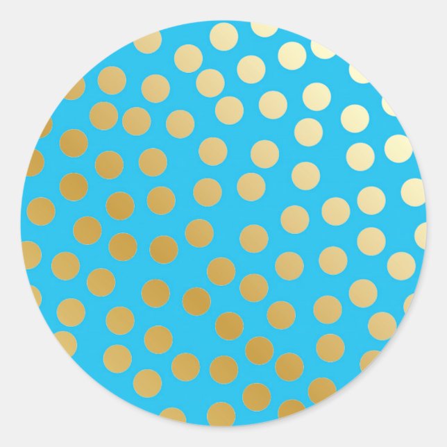 Sticker Rond Confetti Pois Aqua et or (Devant)