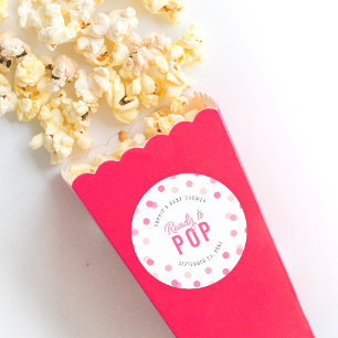 Sticker Rond Confetti rose prêt pour la pop Baby shower