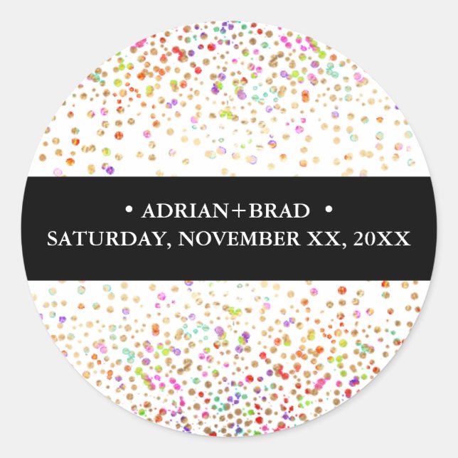 Sticker Rond Confettis Arc-en-ciel PixDezines (Devant)