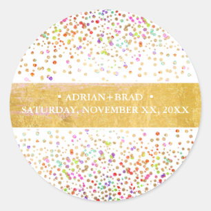 Sticker Rond Confettis Arc-en-ciel PixDezines