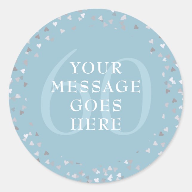 Sticker Rond Confettis de cœurs pour le 60e anniversaire (Devant)