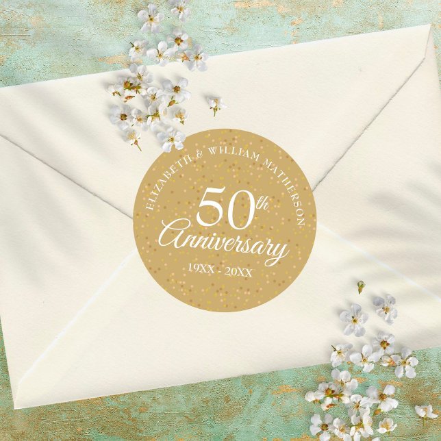 Sticker Rond Confettis dorés pour le 50e anniversaire (Créateur téléchargé)