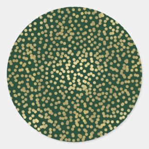 Sticker Rond Confettis élégants et chics points verts foncé et