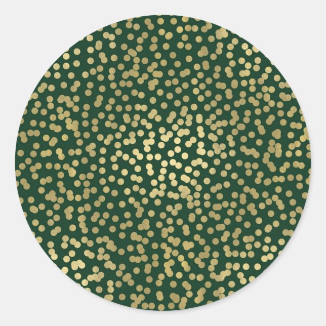 Sticker Rond Confettis élégants et chics points verts foncé et  (Devant)