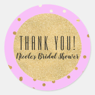 Sticker Rond Confettis en Or Rose Points de Faveur Moderne Glam
