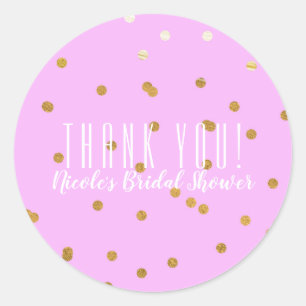 Sticker Rond Confettis rose et or Points Faveur de fête moderne