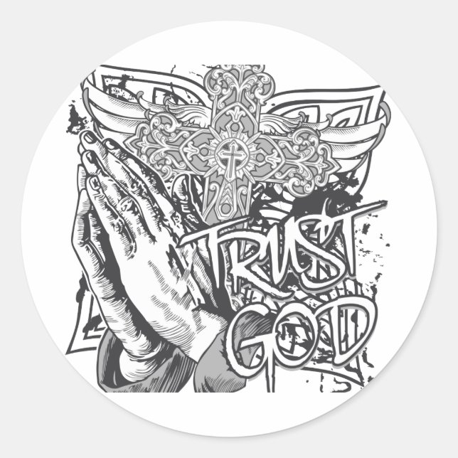 Sticker Rond Confiance à Dieu (Devant)