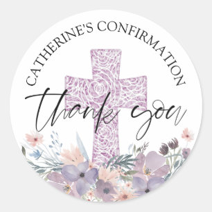 Sticker Rond Confirmation de Merci Fleur sauvage violet
