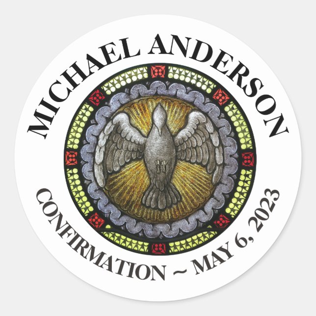 Sticker Rond Confirmation en verre de l'Esprit Saint RCIA (Devant)