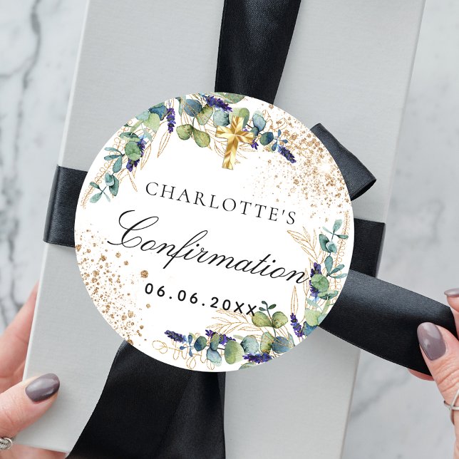 Sticker Rond Confirmation eucalyptus or vert (Créateur téléchargé)