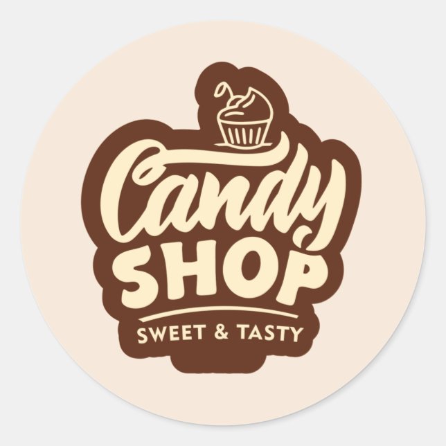 Sticker Rond confiserie cool mot art (Devant)