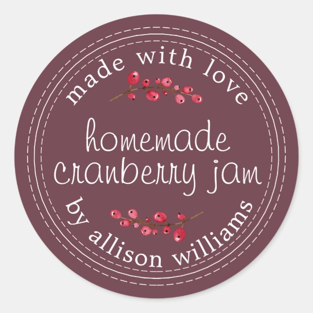 Sticker Rond Confiserie de cranberries maison de Noël en conser (Devant)