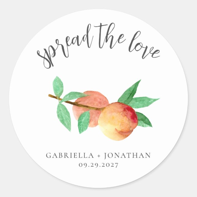 Sticker Rond Confiserie de pêches Mariage Spread The Love (Devant)
