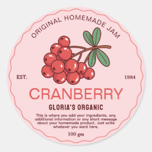 Sticker Rond Confit de Cranberry aux Fruits Vintage Produit Mai
