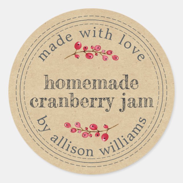 Sticker Rond Confit de Cranberry fait maison pour Noël (Devant)