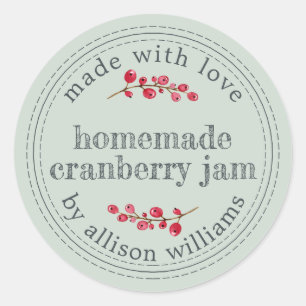 Sticker Rond Confit de Cranberry fait maison pour Noël en conse