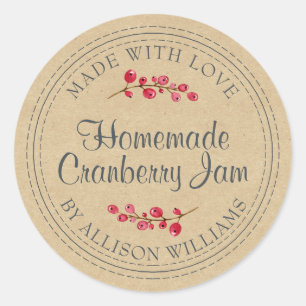 Sticker Rond Confit de Cranberry Maison de Noël Papier Kraft
