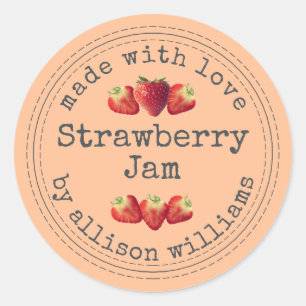 Sticker Rond Confit de fraises fait maison rustique pêche orang