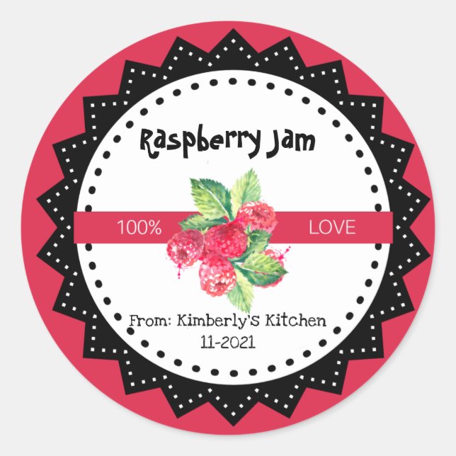 Sticker Rond Confit de framboise fait avec amour Rustique Moder (Devant)
