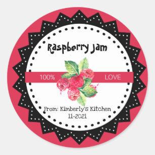Sticker Rond Confit de framboise fait avec amour Rustique Moder