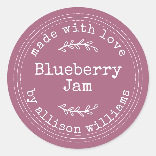 Sticker Rond Confit de myrtille fait maison rustique violet (Devant)
