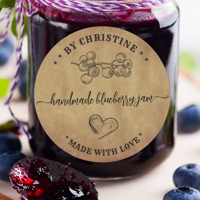 Sticker Rond Confit de myrtille kraft rustique fait à la main a (Créateur téléchargé)