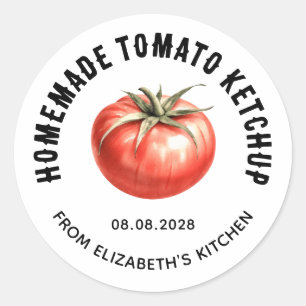 Sticker Rond confit de tomate Ketchup avec aquarelle tomate