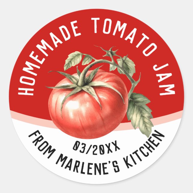 Sticker Rond Confit de tomates fait maison comestible avec toma (Devant)