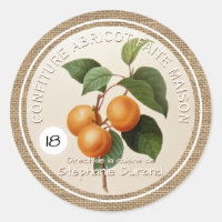 Confiture Abricot faite maison Etiquette nom ronde