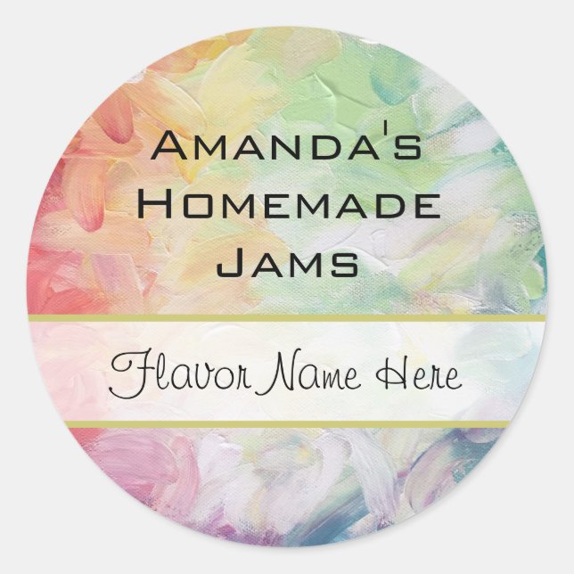 Sticker Rond Confiture Abstraite de peinture texturée épaisse (Devant)