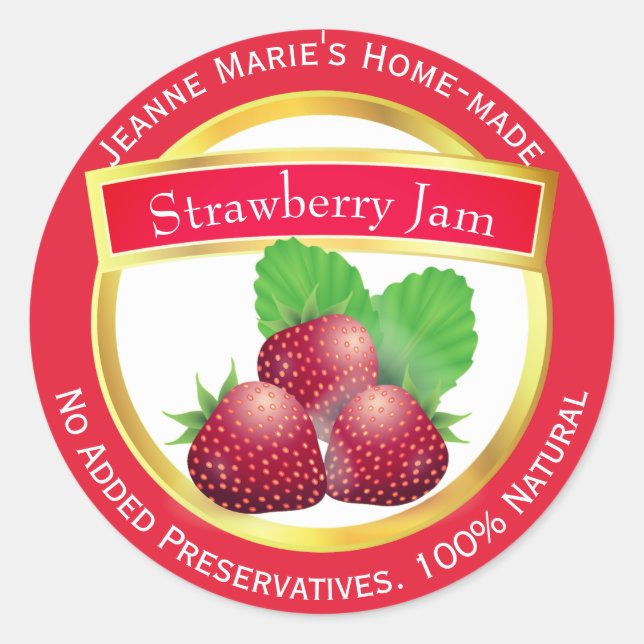 Sticker Rond Confiture aux fraises Conserve Maison Canne (Devant)