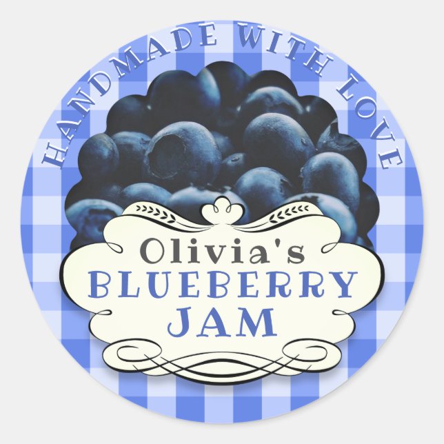 Sticker Rond Confiture de bleuet artisanale (Devant)