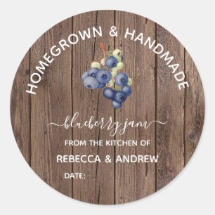 Sticker Rond Confiture de bleuets artisanaux et artisanaux Bois