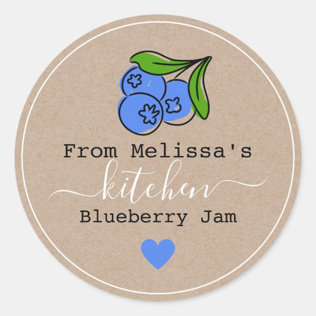 Sticker Rond Confiture De Blueberry Faite Maison De La Cuisine  (Devant)