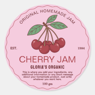 Sticker Rond Confiture de Cerises aux Fruits Vintage Produit Ma