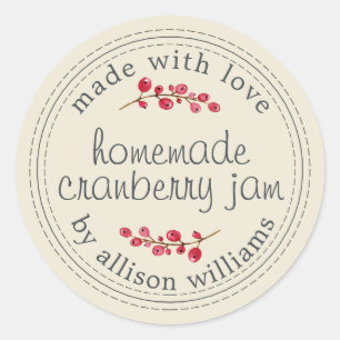 Sticker Rond Confiture de Cranberry Faite Maison Conservation A