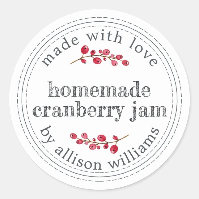 Sticker Rond Confiture de Cranberry Maison de Noël (Devant)