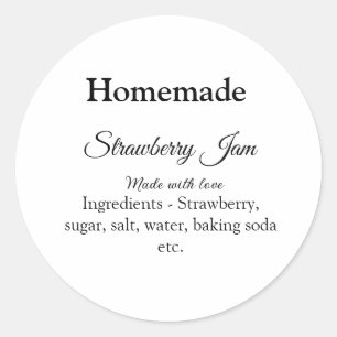 Sticker Rond Confiture de fraise maison faite avec amour ajoute