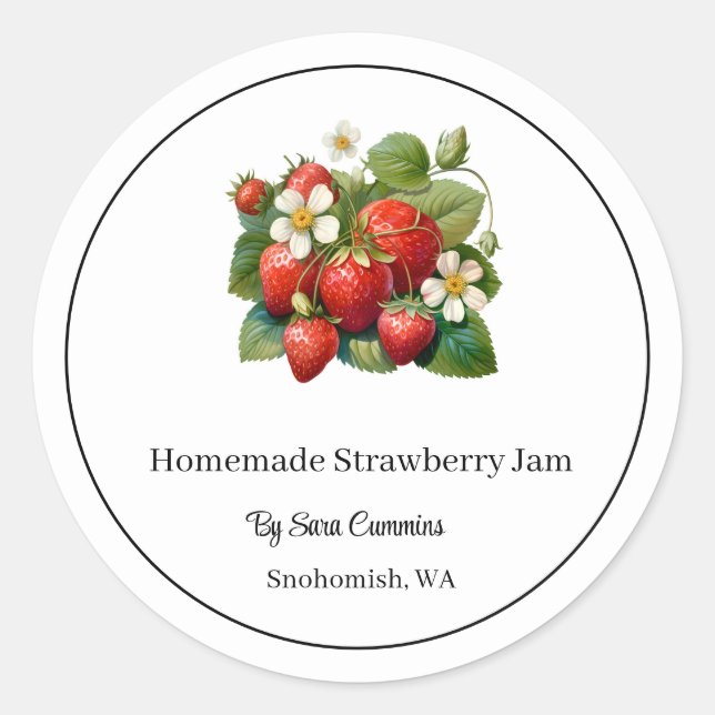 Sticker Rond Confiture de fraises maison (Devant)
