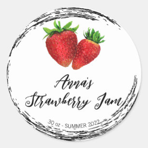 Sticker Rond *~* Confiture de fraises maison conserve la canne
