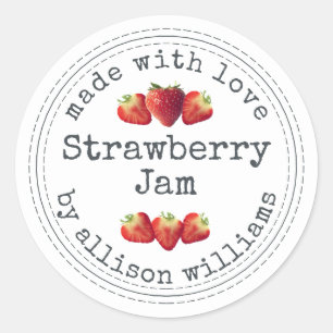 Sticker Rond Confiture de fraises maison rustique