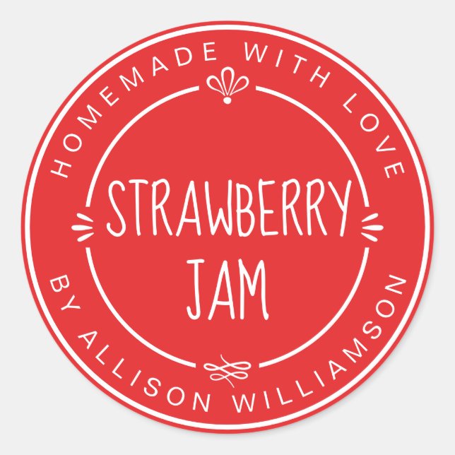 Sticker Rond Confiture de fraises maison rustique en conserve R (Devant)