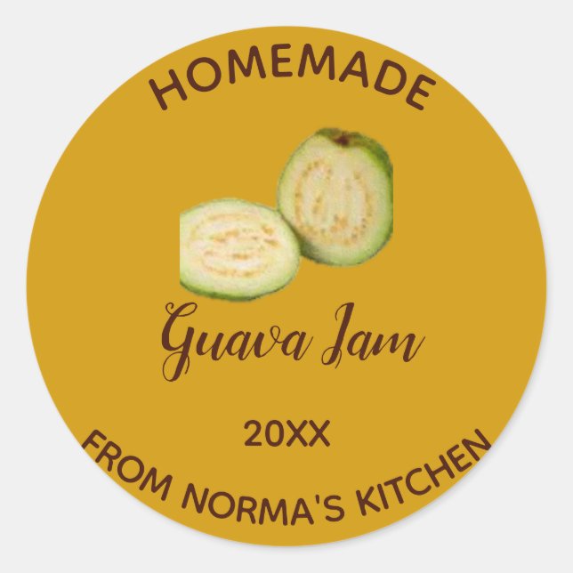 Sticker Rond Confiture de goyave maison modifiable (Devant)