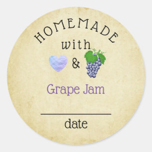 Sticker Rond Confiture de jus de raisin maison rustique ou Étiq