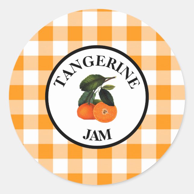 Sticker Rond Confiture de mandarine Gingham (Devant)