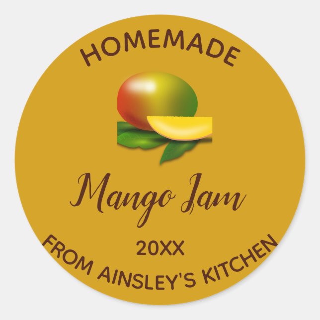 Sticker Rond Confiture de mangue maison comestible (Devant)