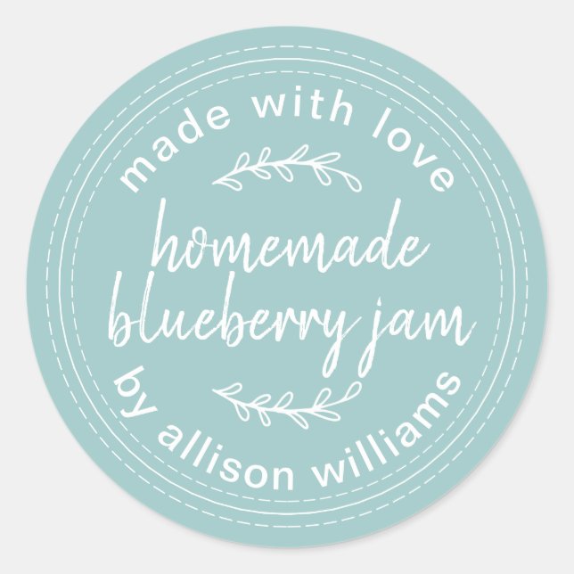 Sticker Rond Confiture De Myrtille Maison Rustique Bocal Bleu (Devant)