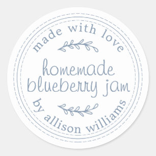 Sticker Rond Confiture de Myrtille Maison Rustique Bocal Bleu V